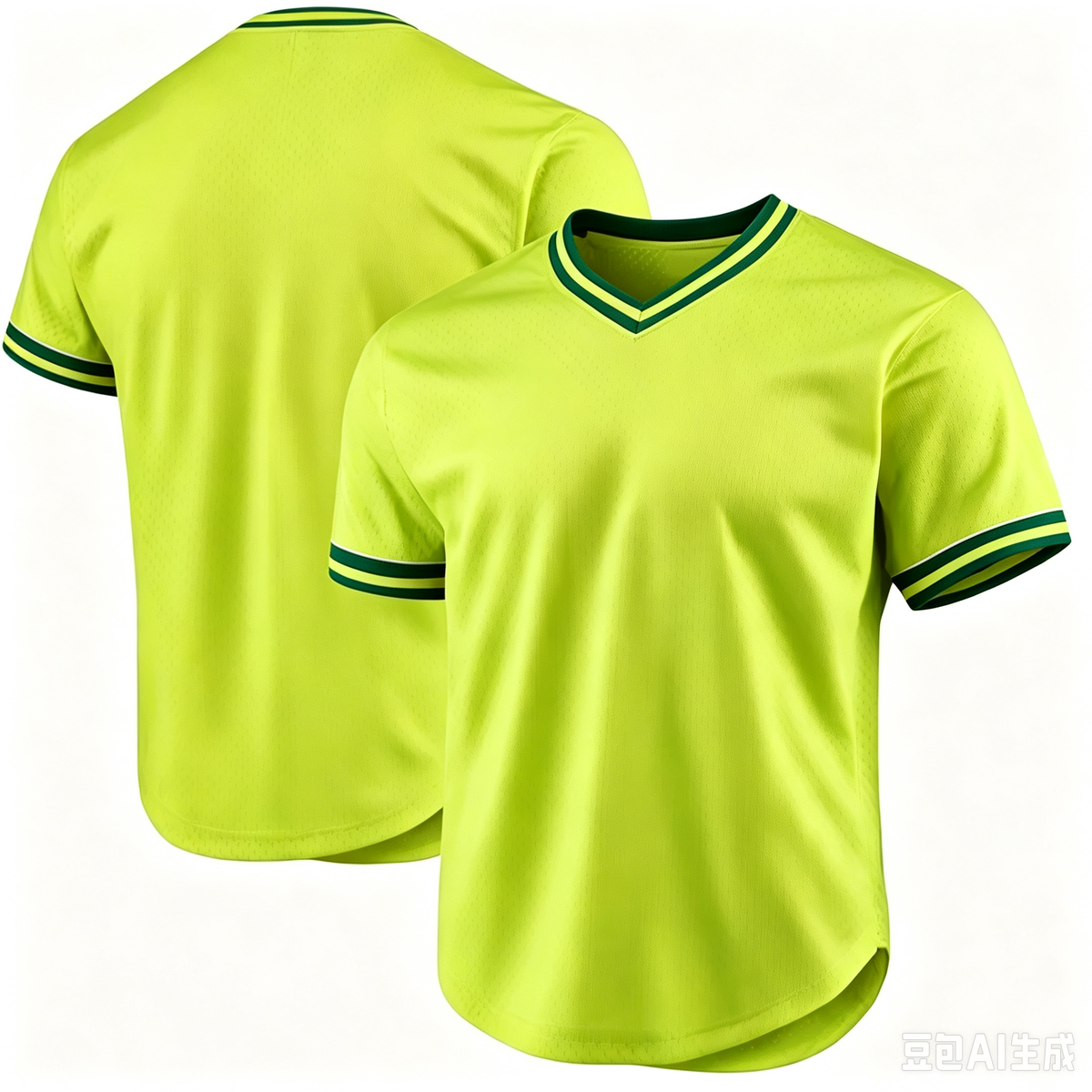 Short Sleeve Neon Green with Black Trim