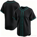 Button-up Short Sleeve Black with Blue Trim