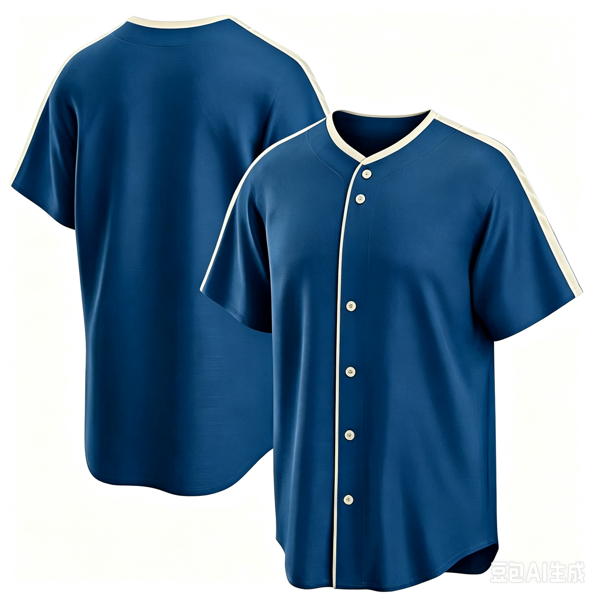 Button-up Short Sleeve Blue with White Trim