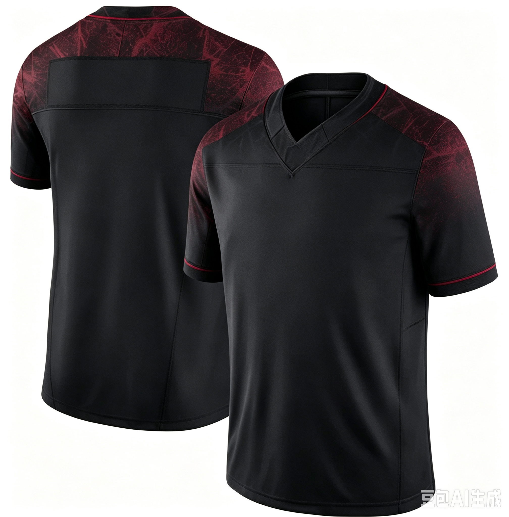 Short Sleeve Black with Red Patterns